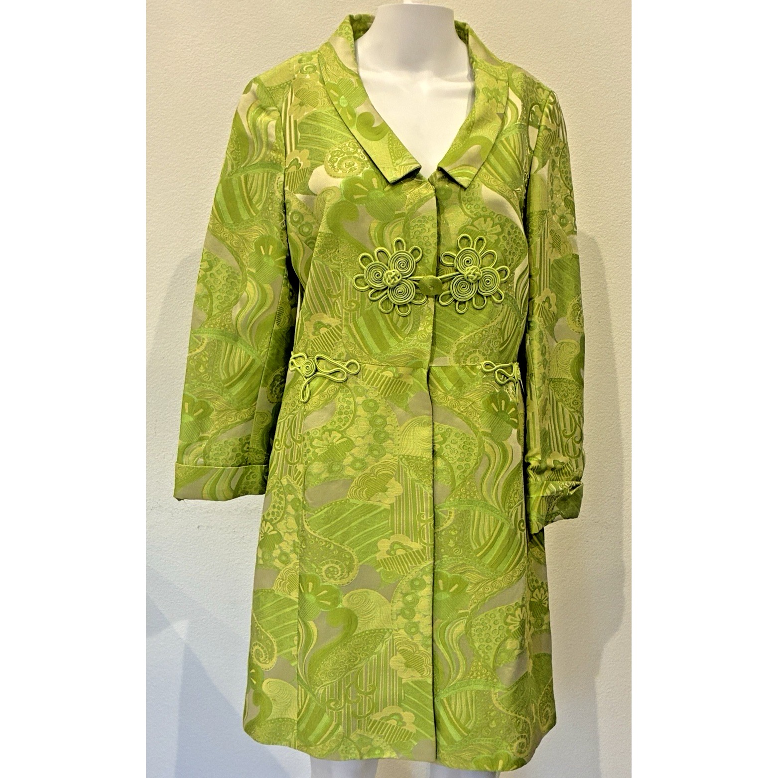 Rare Eccoci Green Mixed Media Vintage Coat Size 8 Lined Old Money Career Nwt